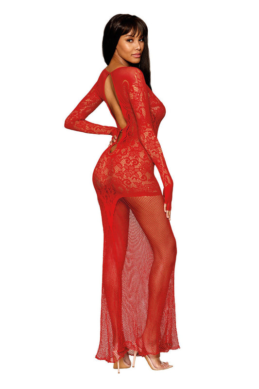 Bodystocking Gown - One Size - Ruby